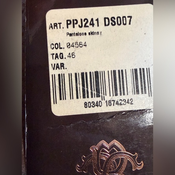 NWT Roberto Cavalli Straight Leg Skinny Jeans - Size 10 (IT46) - Picture 7 of 9